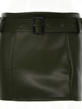 znbbw Autumn Sexy Faux Leather PU Mini Skirt Club Outfit For Women 2023 Low Waist Booty Party Short Skirt Female Solid Skirt