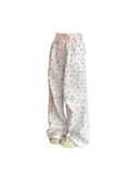 Znbbw Women's Flower Print Pants Y2k 2000s Fashion High Waist Baggy Trousers Harajuku Wide Leg Pants 90s Aesthetic Fashion Clothes New
