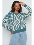znbbw Autumn Woman Knitting Texture Sweater Fashion Round Neck Long Sleeve Black Stripe Hollow Out Sweater Vintage Fashion Sweater