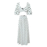 Znbbw Vintage Polka Dots Printed 2 Pcs Set Women 2024 Summer Matching Set Maxi Skirt Beach Dress Set New Outfits Holiday Robe