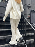 Znbbw Beige Casual Flare Pants Women Solid Seams Cotton Linen High Waist Summer Trousers Female Y2k Harajuku Chic Loose Pants