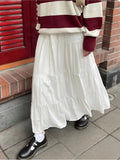 Znbbw Lace-up White Long Skirts Women Summer Cotton Drawstring High Waist A-line Skirt Female Sweet Simple Loose Faldas Y2k