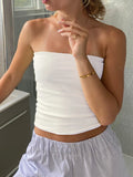 Znbbw Strapless Tube Tops Bandeau Chic Cute Off Shoulder Slim Fit Crop Tops Women Sexy Backless Camis Fairycore Y2K Clothes