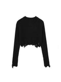 Znbbw TRAF Casual Autumn Winter Women Crop Sweater Pullovers Long Sleeve O-Neck Chic Sweater Female Slim Knit Jumper Tops