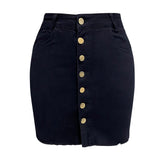Znbbw Women's Fashion Front Buttons Denim Skirts Sexy Push Up Solid Color Short Skirt Female Y2k Black Bodycon Jeans Dress Streetwear
