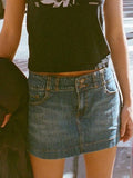 Znbbw Striped Denim Mini Skirts Casual Chic Pockets Sexy Low Rise A-line Skirts Women Y2k Streetwear Summer Slim Faldas 2024