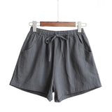 Znbbw Women Cotton Linen Shorts Summer Korean Casual Streetwear Loose Sport Shorts All Match High Waist Female Wide Leg Pants