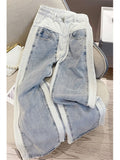 znbbw Loose Straight Patchwork Jeans Women 2023 New Fashion Design Loose Wide Leg Denim Pants Female Trousers Baggy Jeans Lady