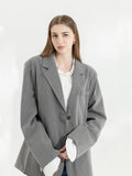 Znbbw Blazer Coat Women Korean Casual Loose 2024 Autumn Oversized Single-breasted Turndown Collar Long Sleeve Suit Jacket Female