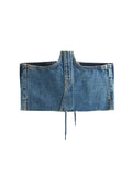 Znbbw TRAF Women Sexy Denim Camis Women Tops Blue Camis Sleeveless Female Denim Tank With Button Top