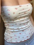 Znbbw Tube Top Sexy Strapless Floral Print Sweet Cute Crop Tops Streetwear Slim Crop Tops Camis Korean Fashion Tees Femme
