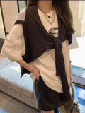 Znbbw New Fashion Knit Shawl Cartoon Jacquard Sleeveless Design Aesthetics Sweater Vest Vintage All Match Loose Women's Clothing