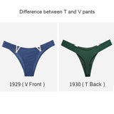 znbbw Fashion Sexy Panties Seamless Women Underwear Low Rise Thongs V-Shaped Metal Decor Panties Bikini Briefs High Fork Briefs
