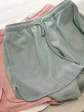 Znbbw Women Brown Waffle Drawstring Sports Shorts Summer Retro Solid Elastic High Waist Loose Shorts Fashion Casual Cotton Short Pants