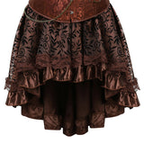 Znbbw Women`s European Steampunk Pirate Costume Women Corset Dress Skirt Lace Up Plus Size Brown Zipper Faux Leather Corset Dress