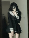 Znbbw Style Kawaii Two Piece Set Women Sailor Collar Design Sweet Skirts Suit Female Elegant Tops + Mini Skirt 2024 Winter New