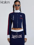 Znbbw Fashion Casual Two Piece Set Women Autumn Unisex Streetwear Simple Wild Slim Zipper Top and Skirt Matching Set Tracksuit