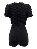 znbbw Summer Solid Bandage Crop Top And Shorts Sets Women Outfit 2023 Black 2 Two Piece Sets White New In Matching Sets