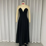 Znbbw Women's Dress Summer Strapless Sleeveless Backless Solid Color Fishbone Tube Top Pleated Long Gown Elegant Party Dresses