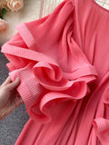 Znbbw Women's Shirt Ins Design Sense Butterfly Sleeve Loose Pleated Chiffon Female Summer Solid Tops New Tide Blouse ML876