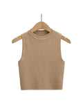Znbbw Women Off Shoulder Tank Top Summer Knit Ribbed O Neck Sleeveless Skinny Vests 2023 Sexy Solid Basic Tops 202304