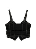 Znbbw Top Women Sexy Black Vintage Denim Crop Tops Summer Camisole Fashion Casual Female Gothic Y2K Sleeveless Off Shoulder Vest
