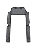 Znbbw Women Long Sleeve Crochet Crop Tops Crewneck Hollow Out Cover Up Top Knitted Crop Top Mesh Fishnet Pullover T-shirts Tees