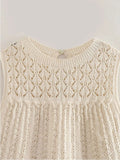 Znbbw TRAF Y2K Hollow Out Knitted Women Summer 2 Piece Sets 2023 Thin Sleeveless Crop Top Female Ruffles Mini Skirt Suits