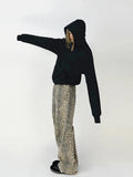 Znbbw Panther Pants Ladies 2024 Spring Loose High Waist Wide Leg Leopard Pant Fashion Female Vintage Hip Hop Baggy Denim Trousers
