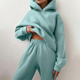 Znbbw Women Casual Tracksuits Autumn Winter Fleece Hoodies Pants 2 Piece Sets Female Solid Long Sleeve Sports Hooded Sweatshirts Suit