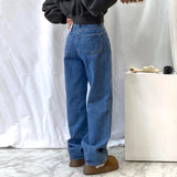 Znbbw Chic Bow Prrint Pantalones Mujer Women Wide Leg Denim Pants Straight Ropa Mujer 2024 Spring Pockets Womens Clothing