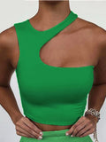 Znbbw Out Sexy Crop Off Shoulder Solid 2023 Skinny Sport Short Tops Women Tank Irregular Summer Tube Tops