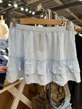Znbbw Floral Ruffles Mini Skirt Women Balletcore Cute Elastic High Waist Summer A-line Skirts Y2k Harajuku Vintage Chiffon Falda