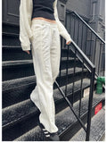 Znbbw Beige Casual Flare Pants Women Solid Seams Cotton Linen High Waist Summer Trousers Female Y2k Harajuku Chic Loose Pants