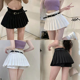 Znbbw half skirt Slimming Sexy Women's half skirt Anti glare With safety pants With a belt Summer Pleated skirt