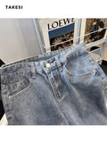 znbbw Women's Fall Baggy Wide Leg Jeans Casual Street High Waist Pants Korean Fashion Loose Straight Pocket Trousers  Y2k Female