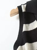 Znbbw TRAF - Sleeveless Top Sweet Striped Vest Sweater Women OuterWear Loose Women Clothing Pullover Vest
