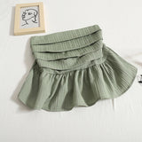 Znbbw Sweet Hot Tube Crop Tops Female Stretchy Back Chic Folds Cropped Strapless Camisole Sleeveless Short T shirts Girls