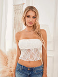 Znbbw Women y2k Lace Tube Tops Boat Neck Strapless Tank Tops Summer Backless Bandeau Shirts Streetwear