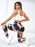 Znbbw Women Seamless Tie Dye Leggings High Waist Tight Suit Honey Peach Hip Training Yoga Pants Sports Running Fitness Leggings