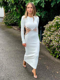 Znbbw Women Elegant Long Sleeve Bodycon Streetwear White Midi Dress 2023 Autumn Clothes Wholesale Items For Business