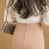 Znbbw Fashion Women Skirts Elegant Back Split Office Lady Slim Pencil Skirts Summer Stretch Hip-Wrap Mini Skirt Faldas Mujer
