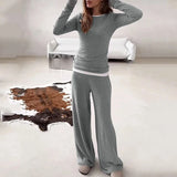 Znbbw Sets For Women 2 Pieces Autumn Fashion Full Sleeve Solid Color Fake Two-piece Top Casual Loose Pants Tracksuit Streetwear