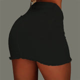 Znbbw Women's Fashion Front Buttons Denim Skirts Sexy Push Up Solid Color Short Skirt Female Y2k Black Bodycon Jeans Dress Streetwear