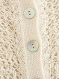 Znbbw TRAF Women 2023 Jacquard Mesh Knitted Button Loose Cardigan Open Navel Sweater Retro Flare Sleeve Coat Unique Top