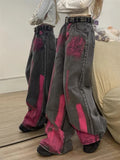 Znbbw Size Jeans High Waist Pockets Tie Dye American Vintage Streetwear Pantalones Mujer Y2k All Match Casual Loose Clothing 2024