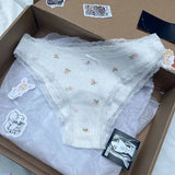 Znbbw Print Lace Bow Panties Women's Soft Cotton Underwear Sweet Patchwork Low Waist Underpants Chic Cute Girls Panties Women