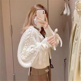 Znbbw Chic Bandage Long Sleeve Cardigan Mujer Solid V Neck Open Stitch Brief Women Sweaters JAPAN Knitted Y2k Clothes