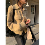 Znbbw Cropped Knitted Cardigan Women Single Breasted Sweater Coat Vintage Pockets Short Knitwear Korean Solid Jumpers Tops