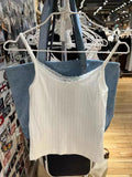 Znbbw White Lace Bow Crop Top Women Cotton Sleeveless Summer Hollow Out Tank Tops Female Preppy Style Sweet Slim Camisoles Y2k